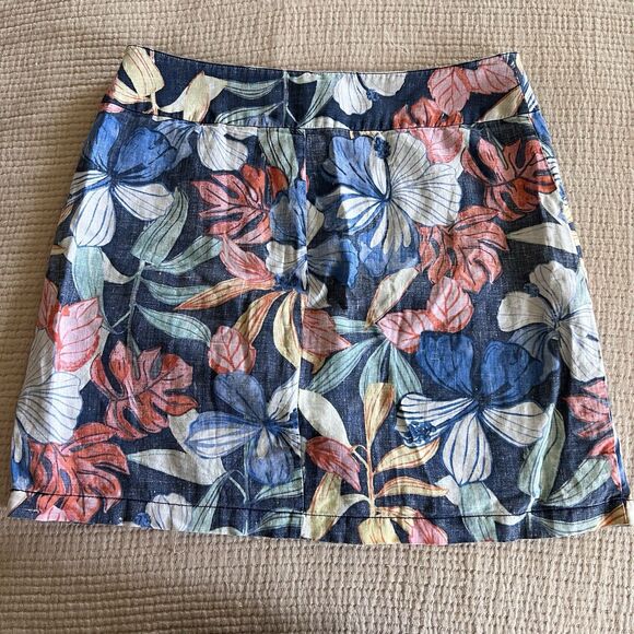Tommy Bahama Floral Linen Mini Skirt Womens Sz. 10 Tropical Beach Hawaiian Aloha - Picture 2 of 8